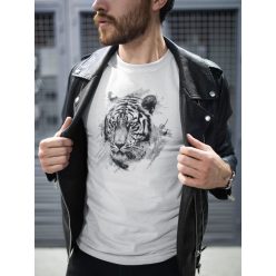 Fekete-fehér tigris mintás fehér póló