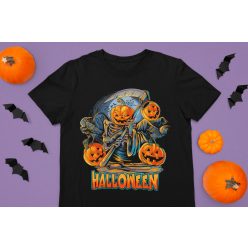 Halloweeni kaszás tök fekete póló