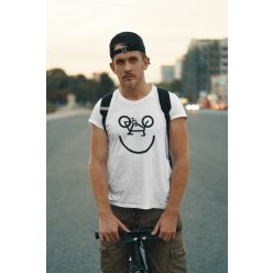 Kerékpár smiley fehér póló