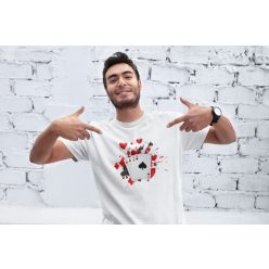 Pókerkártya mintás fehér póló