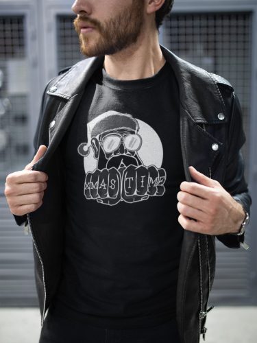 XMAS mikulásos fekete póló