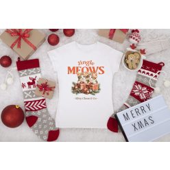 Karácsonyi cicás fehér póló