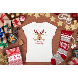Boldog Karácsonyt szarvasos fehér póló