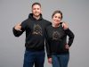Hímzet Ponty mintás unisex kapucnis fekete pulóver