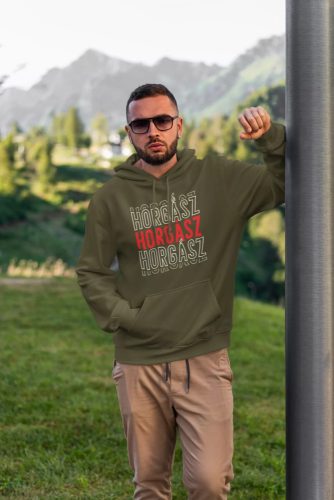 Horgász  unisex kapucnis military pulóver