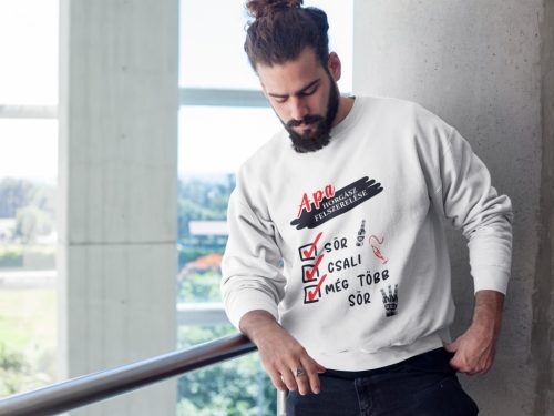 Apa Horgászfelszerelése unisex pulóver fehér
