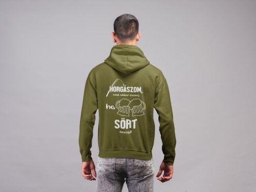 Horgászom,csak akkor zavarj unisex kapucnis military pulóver