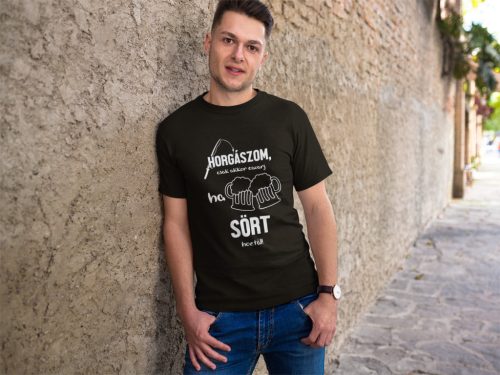 Horgászom,csak akkor zavarj férfi fekete póló