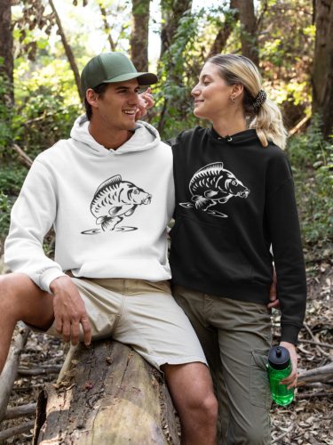 Ponty mintás unisex kapucnis fehér pulóver