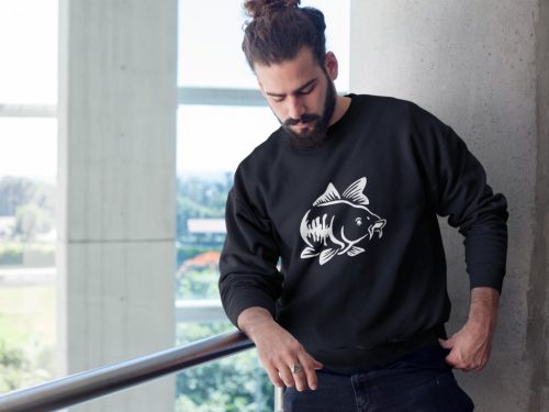 Ponty mintás unisex pulóver fekete