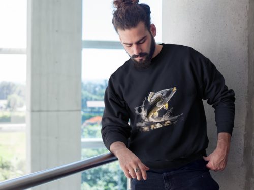Ponty mintás unisex pulóver fekete