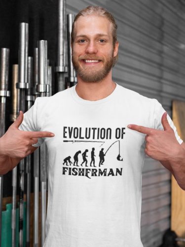 Evolution of fisherman férfi fehér póló