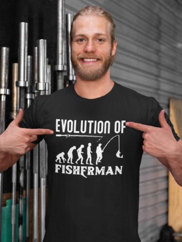 Evolution of fisherman férfi fekete póló