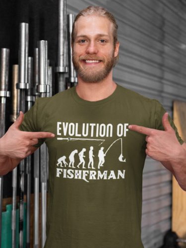 Evolution of fisherman férfi military póló