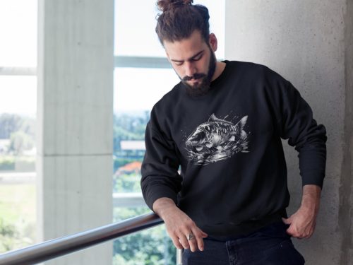 Ponty mintával unisex pulóver fekete
