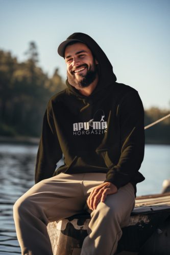 APUMA MA HORGÁSZIK unisex kapucnis fekete pulóver
