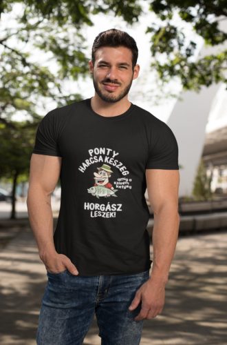 Ponty Harcsa Keszeg férfi fekete póló