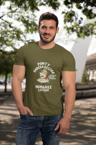 Ponty Harcsa Keszeg férfi military póló
