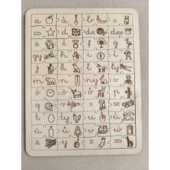 Magyar ábécés betűpárosító fa puzzle