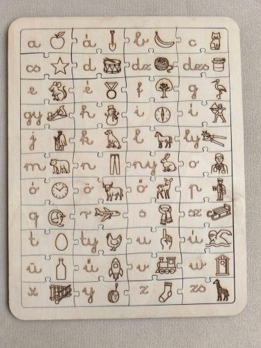 Magyar ábécés betűpárosító fa puzzle