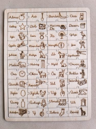 Magyar ábécés szókirakó fa puzzle