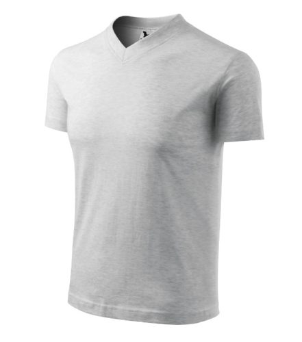 V-neck póló unisex világosszürke melírozott L