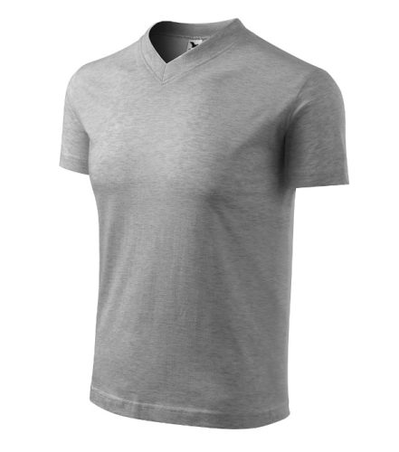 V-neck póló unisex sötétszürke melírozott S