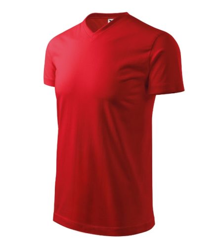 Heavy V-neck póló unisex piros L