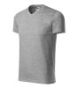 Heavy V-neck póló unisex sötétszürke melírozott M