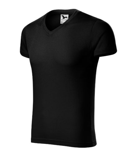 Slim Fit V-neck póló férfi fekete S