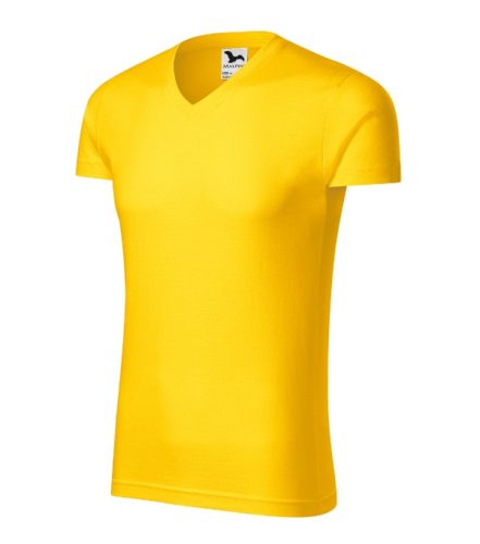 Slim Fit V-neck póló férfi sárga XL