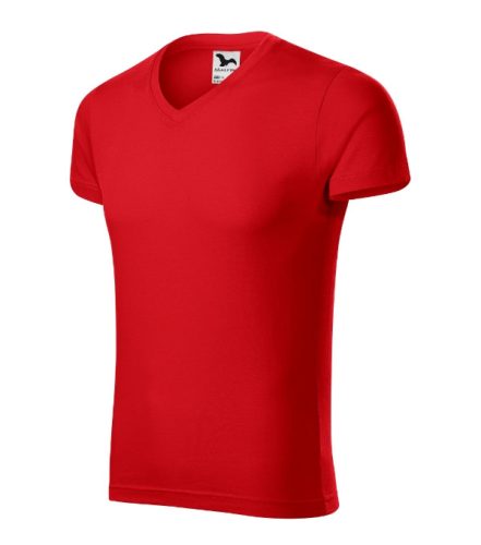 Slim Fit V-neck póló férfi piros 3XL