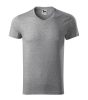 Slim Fit V-neck póló férfi sötétszürke melírozott S