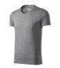 Slim Fit V-neck póló férfi sötétszürke melírozott M