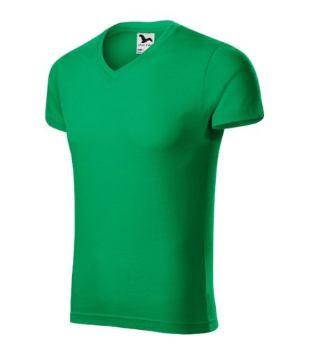 Slim Fit V-neck póló férfi fűzöld 3XL