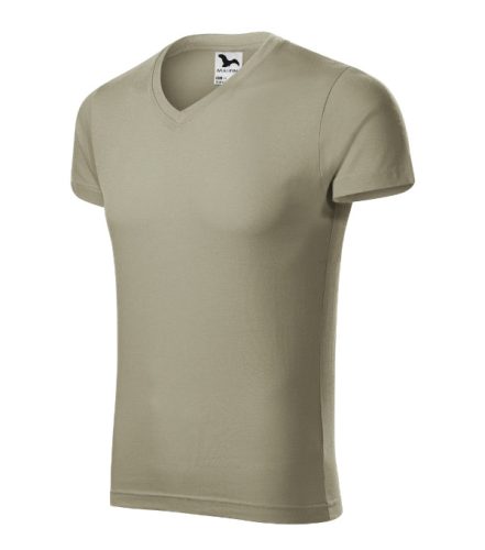 Slim Fit V-neck póló férfi világos khaki S