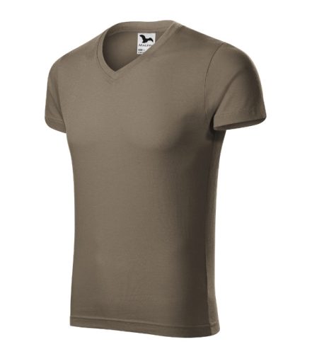 Slim Fit V-neck póló férfi army M