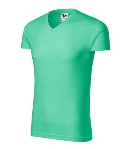 Slim Fit V-neck póló férfi menta S