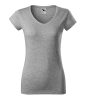 Fit V-neck póló női sötétszürke melírozott XS