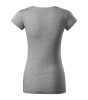 Fit V-neck póló női sötétszürke melírozott XS