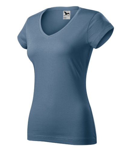 Fit V-neck póló női farmerkék XS