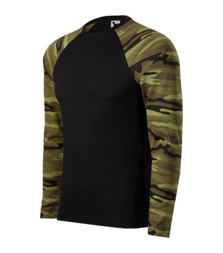 Camouflage LS póló unisex zöld terepszín XS