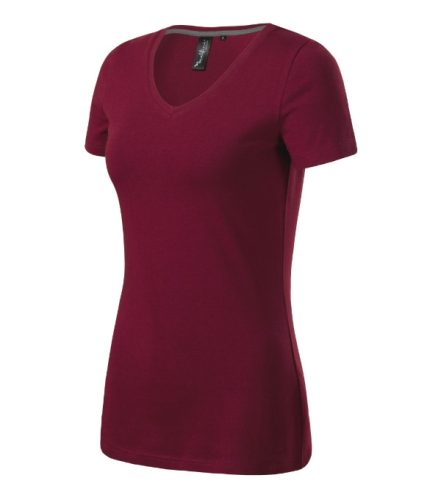 Action V-neck póló női garnet S