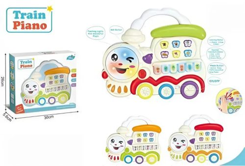 Állathangos zenélő, el., mozdony forma, hang+fény effektekkel.