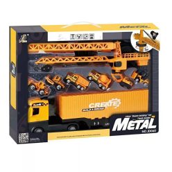   Fém kamion, munkagép klt., szétnyitható terepnek, + daru, 6 munkagép,