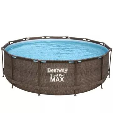 Bestway: MYKONOS LUX fémvázas rattan medence létrával és vízforgatóval - 366 x 100 cm