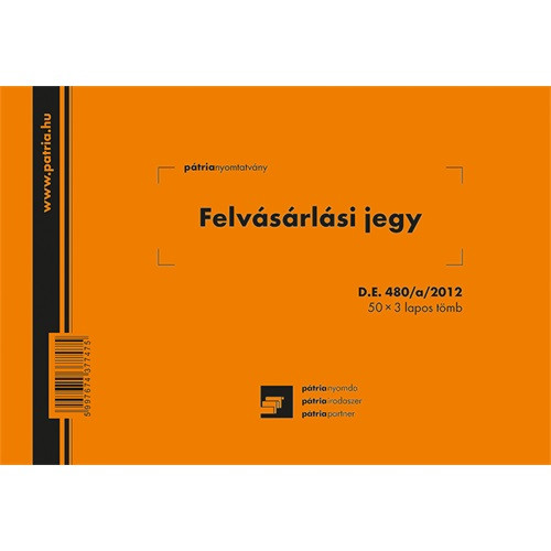 Felvásárlási jegy (mezőgazdasági termékfelvásárlás/szolgáltatás igénybevétel bizonylata) 50x3 lapos tömb A/5